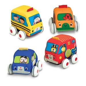 Melissa & Doug Soft Toy Vehicle Set - Yellow, Orange, Blue, Red